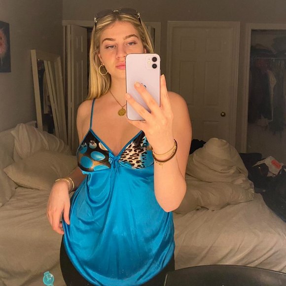 Blue Satin Top - Picture 1 of 2